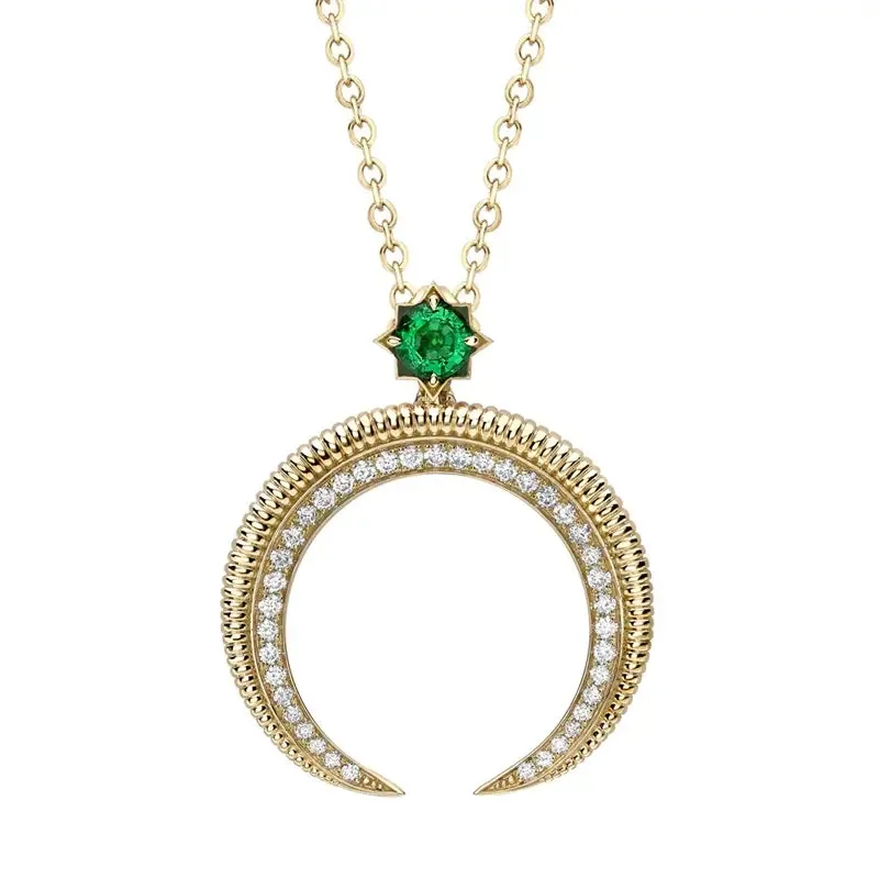Faberge Colours of Love Hilal 18ct Gold Emerald Diamond Pendant sold by Jura Watches