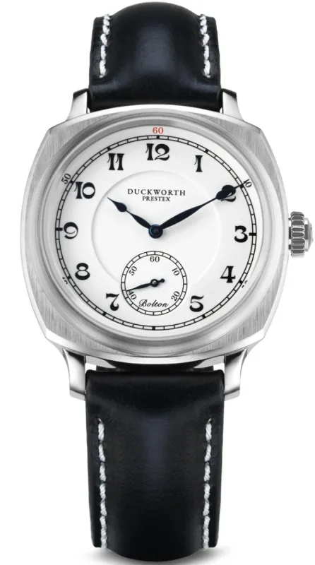 Duckworth Prestex Bolton Small Seconds White Black Leather sold by Jura Watches