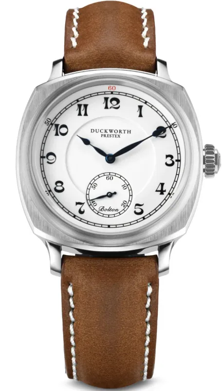 Duckworth Prestex Bolton Small Seconds White Brown Leather sold by Jura Watches