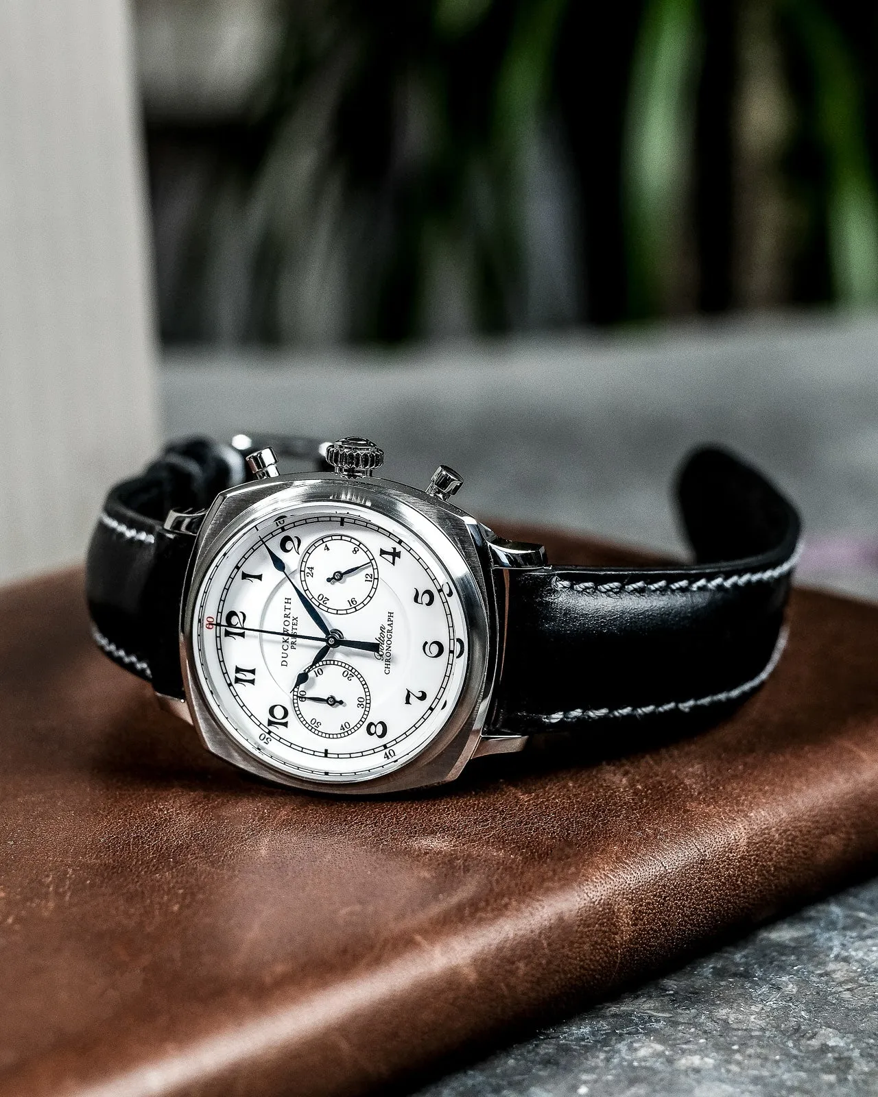 Duckworth Prestex Bolton Chronograph White Black Leather sold by Jura Watches product image thumbnail 3