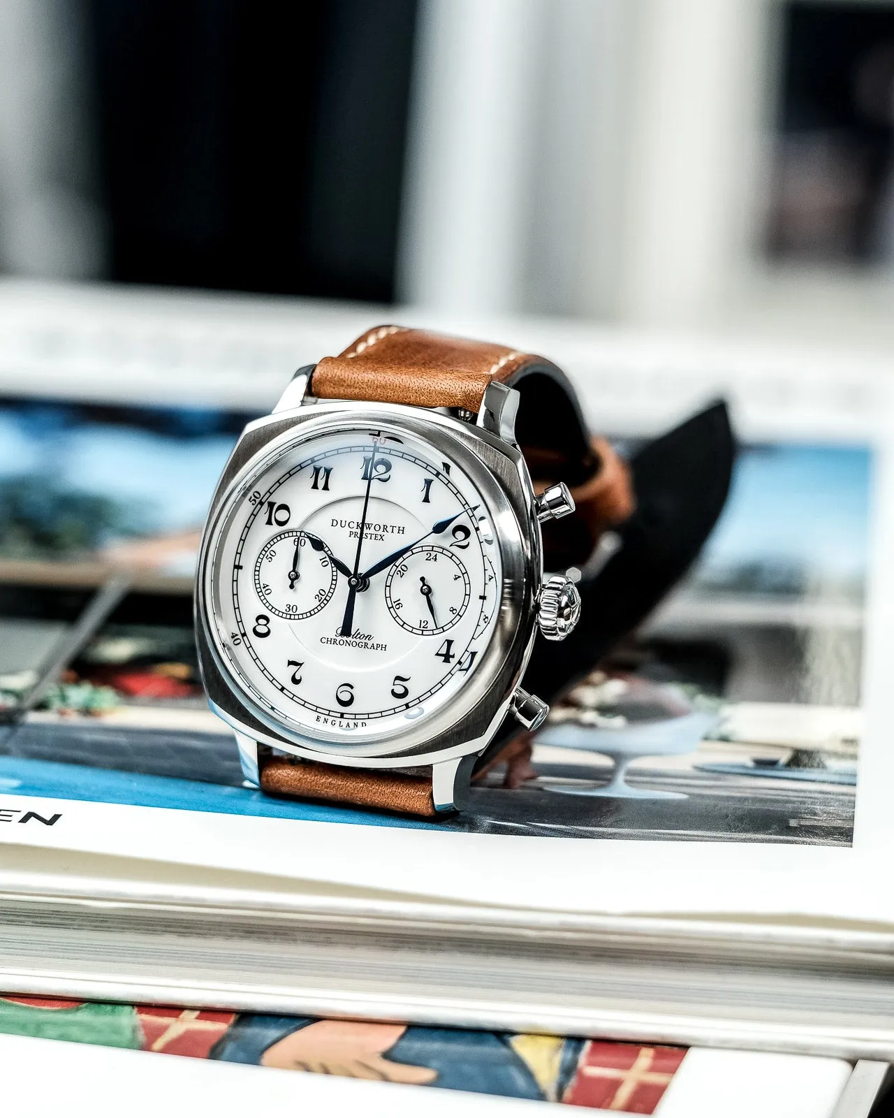 Duckworth Prestex Bolton Chronograph White Brown Leather sold by Jura Watches product image thumbnail 4