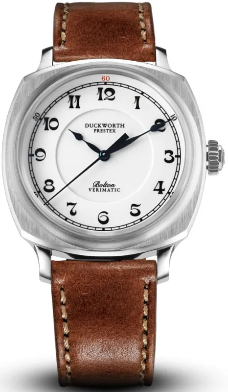Duckworth Prestex Bolton Verimatic White Brown Leather sold by Jura Watches
