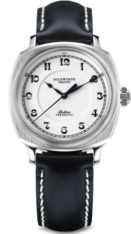 Duckworth Prestex Bolton Verimatic White Black Leather sold by Jura Watches