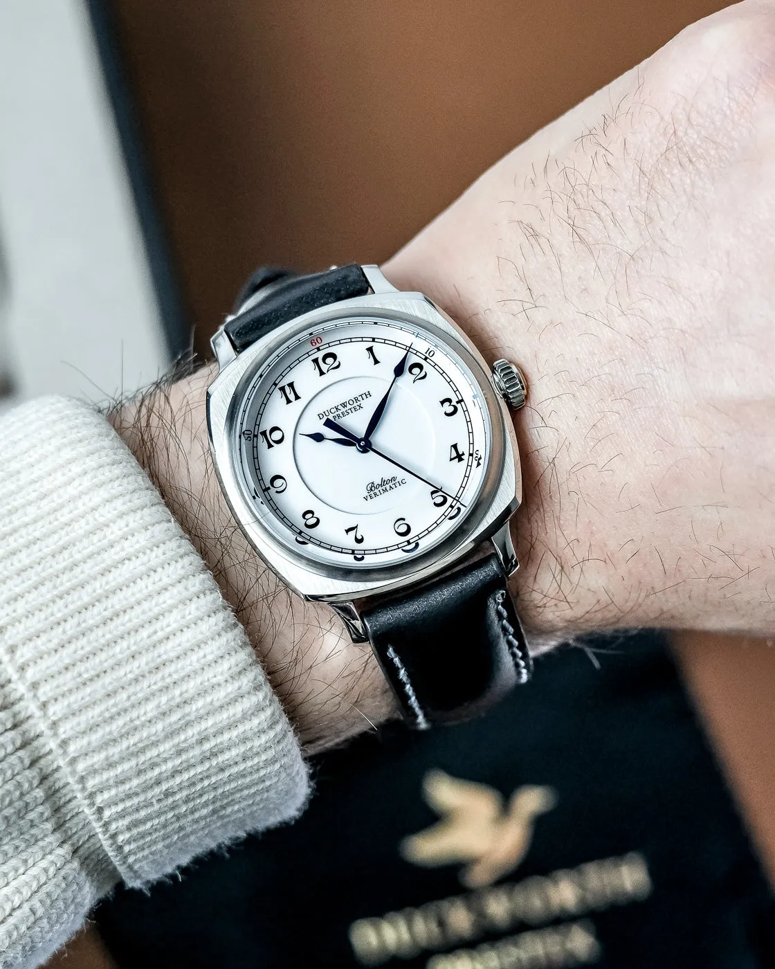 Duckworth Prestex Bolton Verimatic White Black Leather sold by Jura Watches product image thumbnail 5