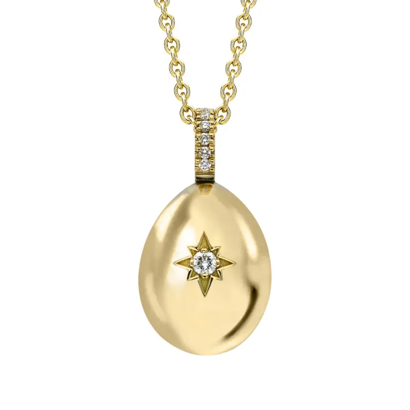 Faberge Essence 18ct Yellow Gold 0.08ct Diamond Heart Egg Pendant Exclusive Edition sold by Jura Watches