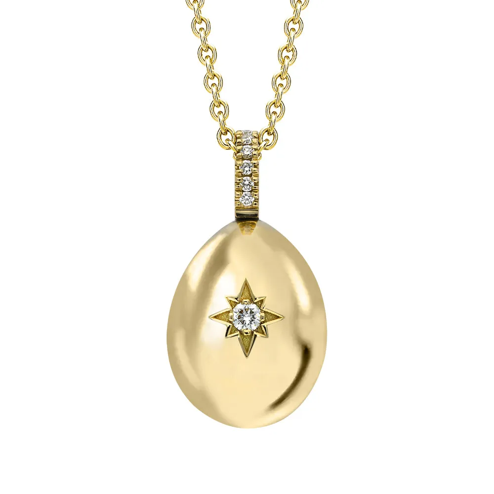 Faberge Essence 18ct Yellow Gold 0.08ct Diamond Heart Egg Pendant Exclusive Edition sold by Jura Watches