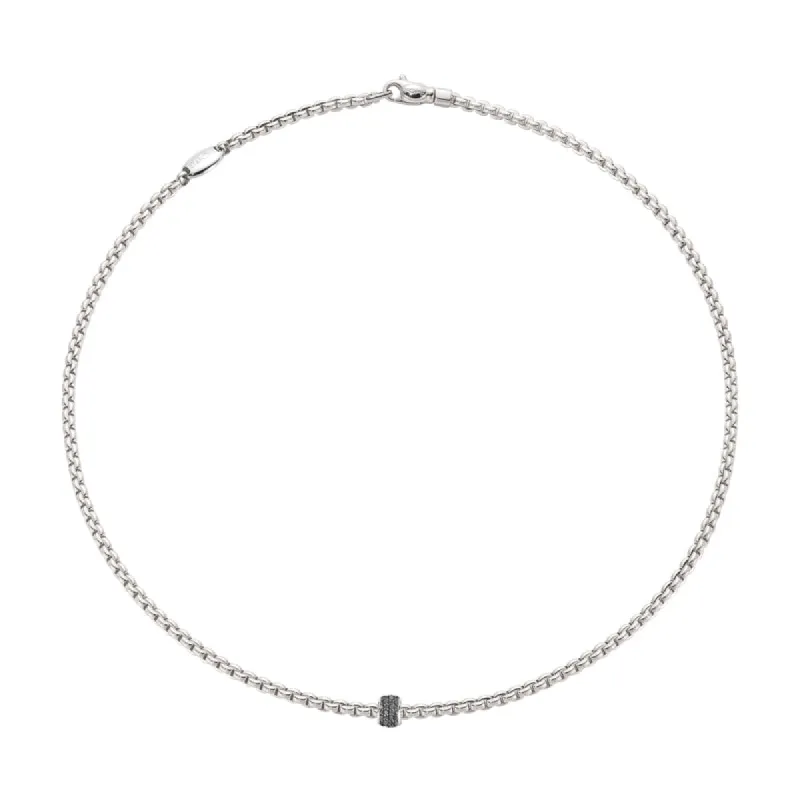 Fope Eka Tiny 18ct White Gold 0.20ct Black Diamond Necklace sold by Jura Watches