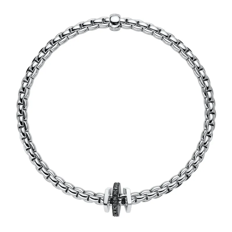 Fope Eka 18ct White Gold 0.16ct Diamond Black Rhodium Rondelle Bracelet sold by Jura Watches