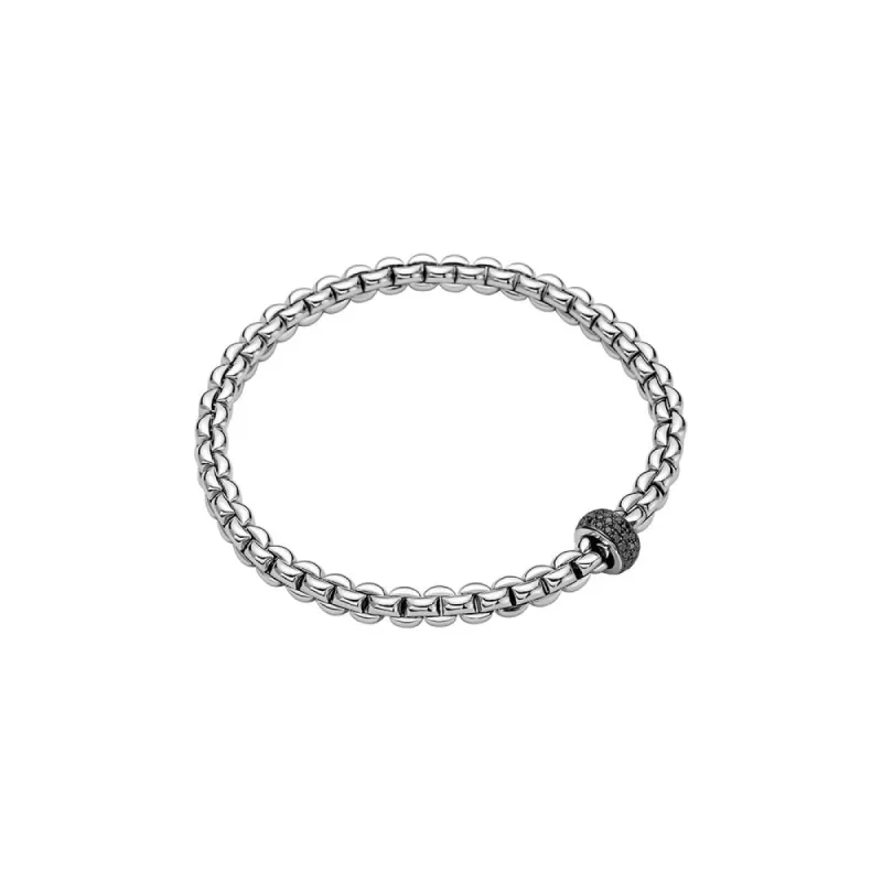 Fope Eka Tiny 18ct White Gold 0.41ct Black Diamond Bracelet sold by Jura Watches