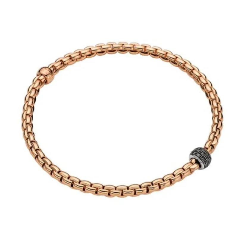 Fope Eka Tiny 18ct Rose Gold 0.20ct Black Diamond Bracelet sold by Jura Watches