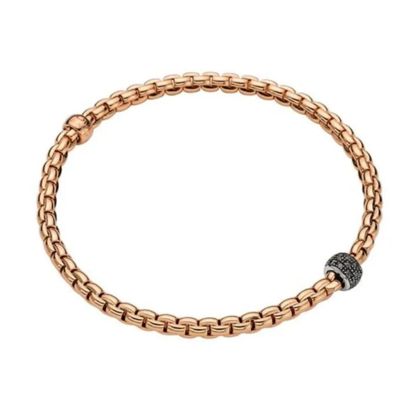 Fope Eka Tiny 18ct Rose Gold 0.20ct Black Diamond Bracelet sold by Jura Watches