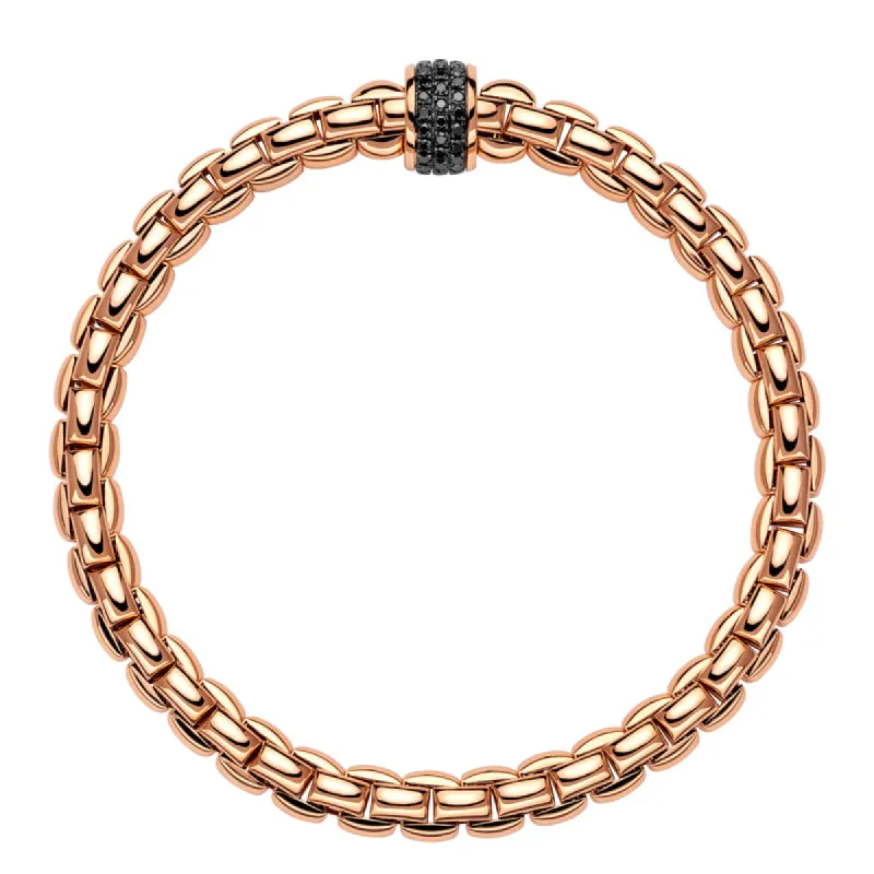 Fope Eka Tiny 18ct Rose Gold 0.54ct Black Diamond Bracelet sold by Jura Watches
