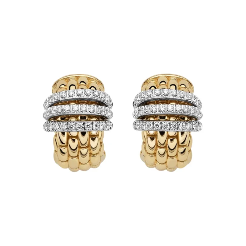 Fope Panorama 18ct Yellow Gold 0.46ct Diamond Rondelle Small Hoop Earrings sold by Jura Watches