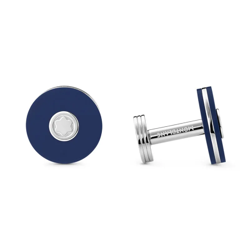 Montblanc Cufflinks Stainless Steel Blue Resin Star made by Jura Watches