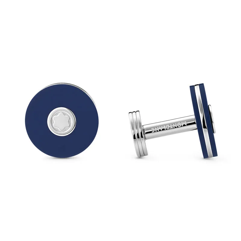Montblanc Cufflinks Stainless Steel Blue Resin Star sold by Jura Watches