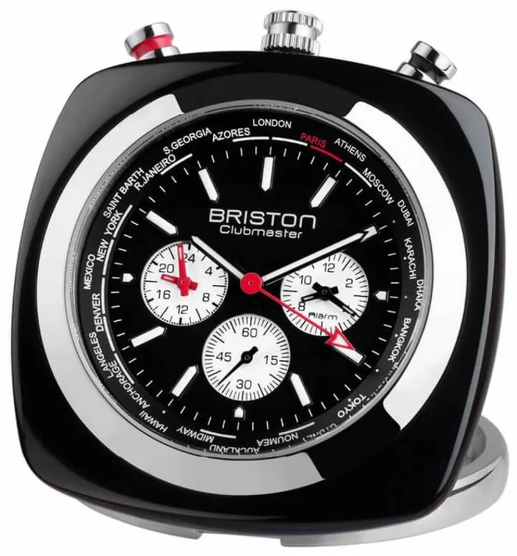 Briston Travel Clock Clubmaster Acetate Black sold by Jura Watches