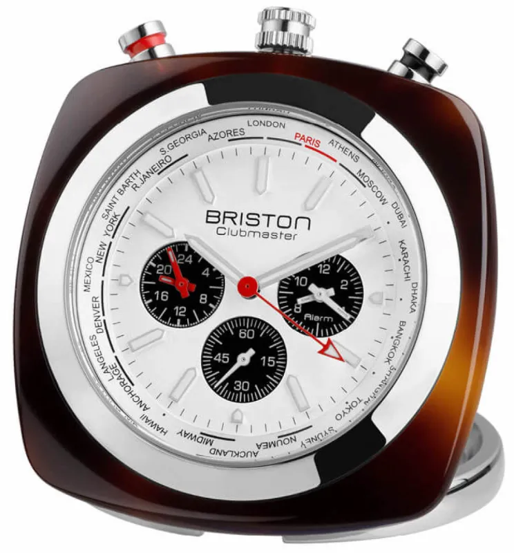 Briston Travel Clock Clubmaster Acetate White sold by Jura Watches