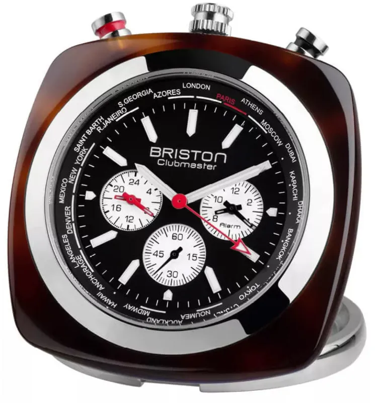 Briston Travel Clock Clubmaster Acetate Black sold by Jura Watches