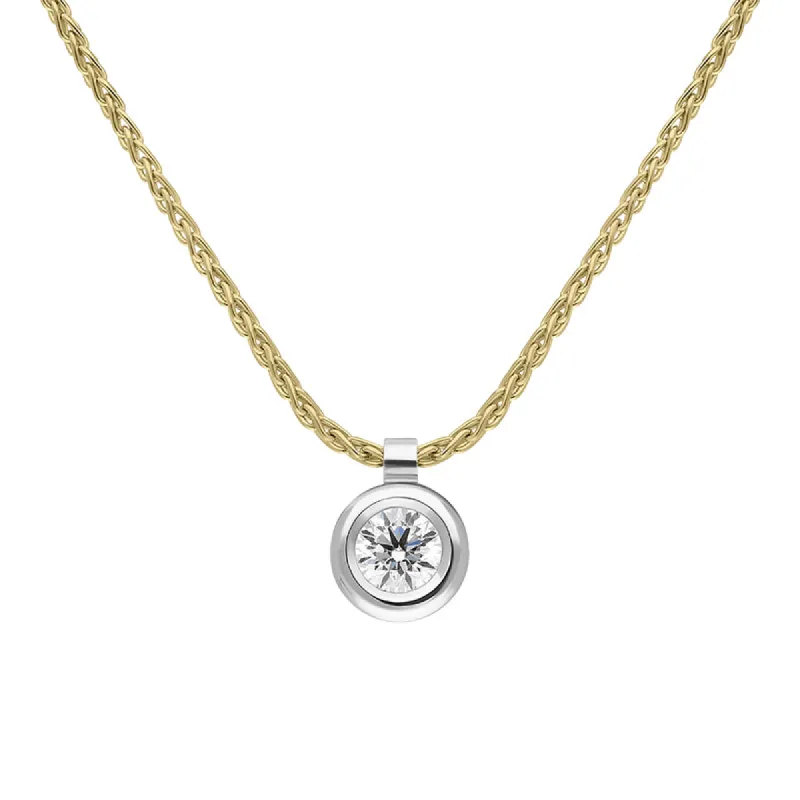 18ct White Yellow Gold 0.23ct Diamond Certified Solitaire Pendant Necklace sold by Jura Watches
