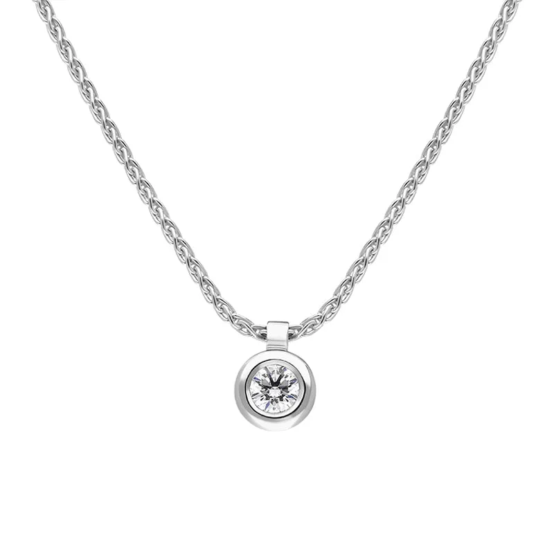 18ct White Gold 0.15ct Diamond Solitaire Pendant Necklace sold by Jura Watches