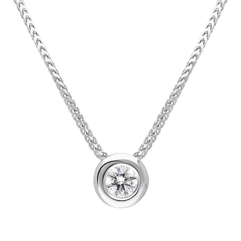 18ct White Gold 0.25ct Diamond Certified Solitaire Pendant Necklace sold by Jura Watches