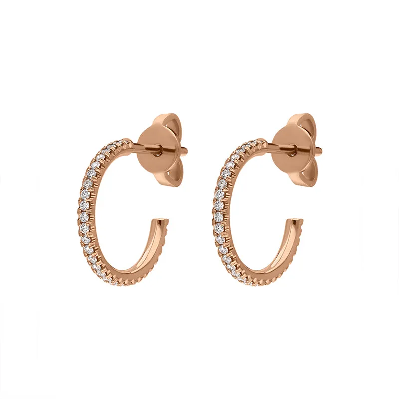 18ct Rose Gold Diamond Hoop Earrings sold by Jura Watches product image thumbnail 2
