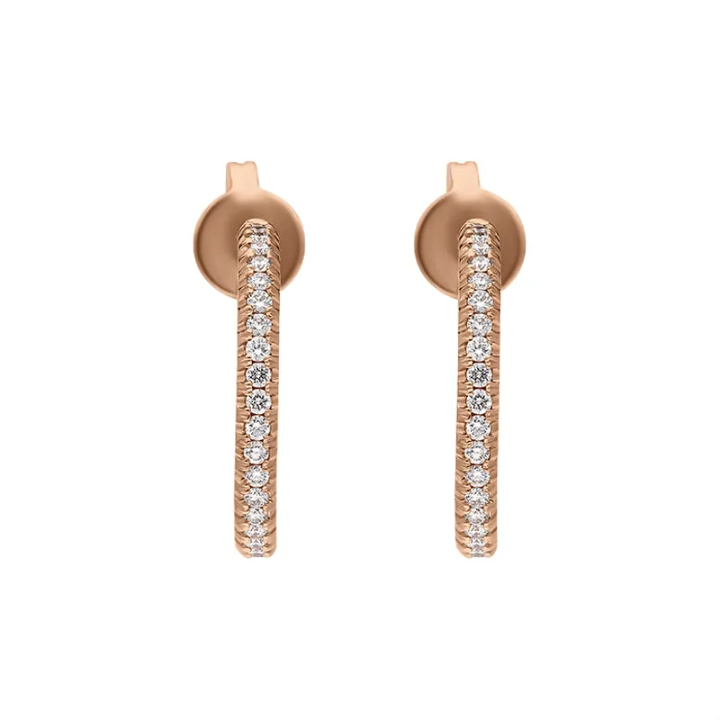 18ct Rose Gold Diamond Hoop Earrings sold by Jura Watches