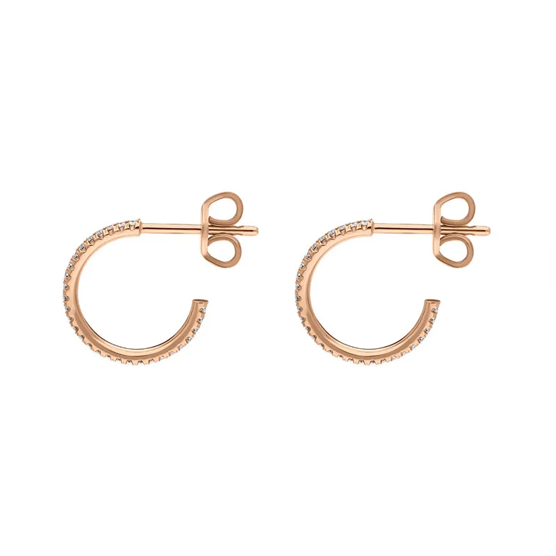 18ct Rose Gold Diamond Hoop Earrings sold by Jura Watches product image thumbnail 3