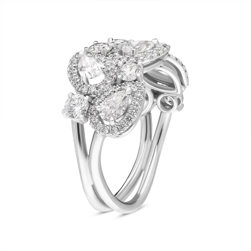 Platinum Diamond Pear Cut Statement Cluster Ring sold by Jura Watches product image thumbnail 4
