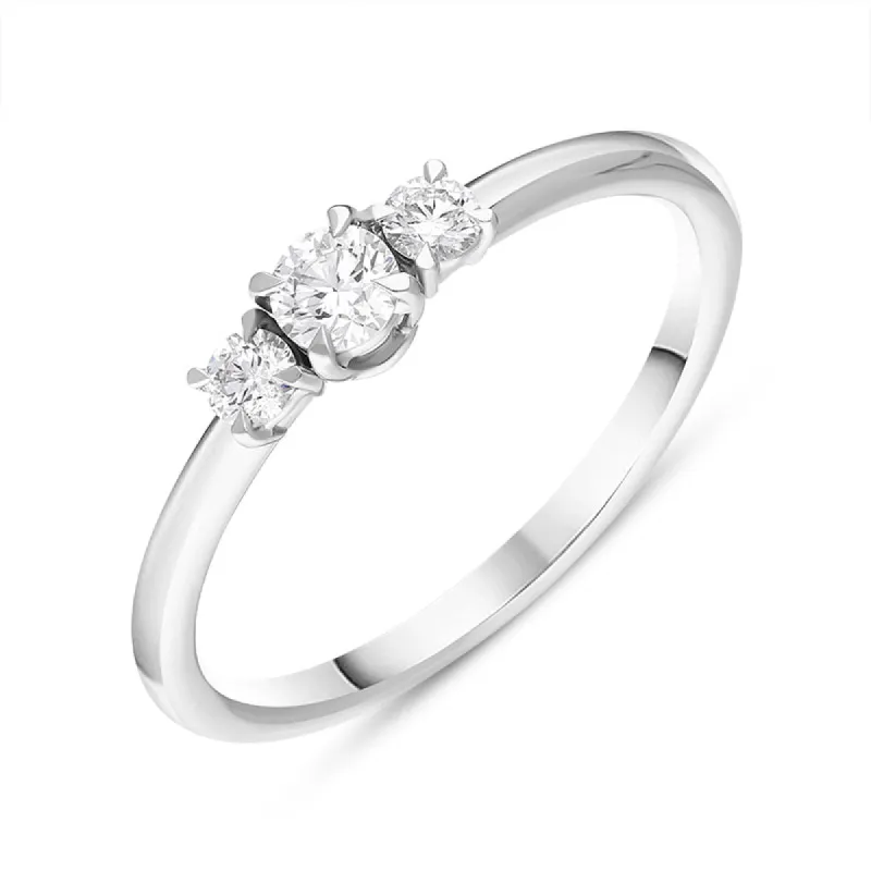 18ct White Gold Diamond Three Stone Ring sold by Jura Watches