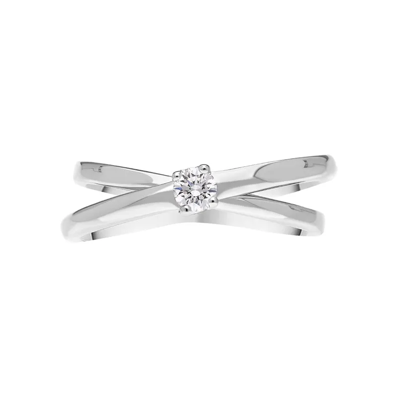 18ct White Gold Diamond Round Brilliant Cut Solitaire Crossover Ring sold by Jura Watches product image thumbnail 2