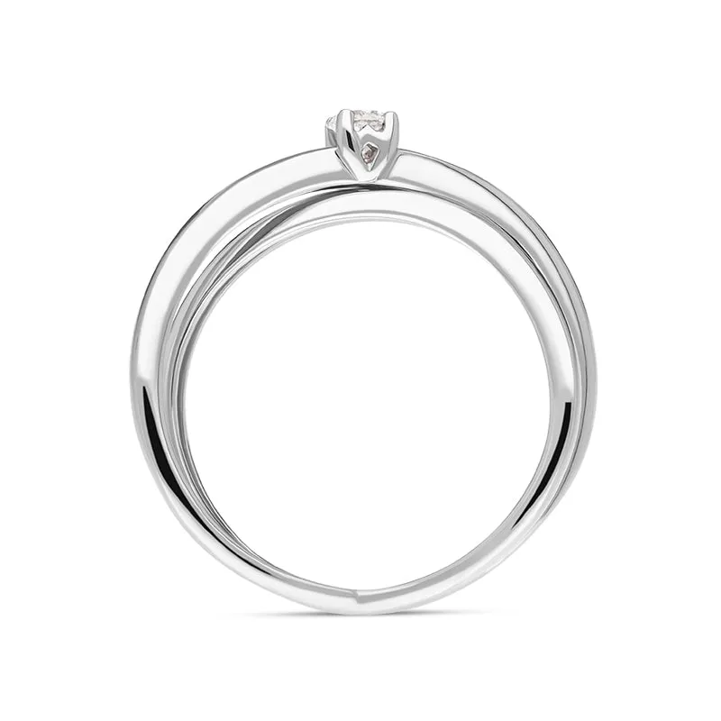 18ct White Gold Diamond Round Brilliant Cut Solitaire Crossover Ring sold by Jura Watches product image thumbnail 3