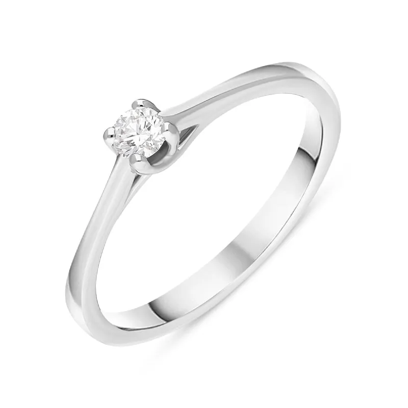 18ct White Gold Diamond Round Brilliant Cut Solitaire Ring sold by Jura Watches