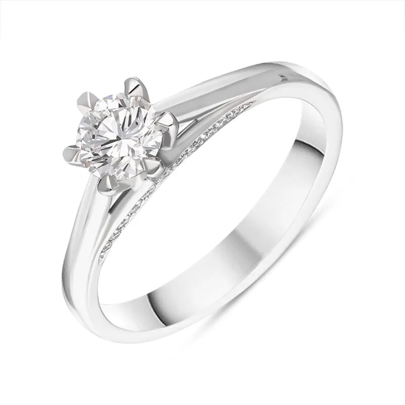 Platinum Diamond Certified Solitaire Shoulder Set Ring sold by Jura Watches