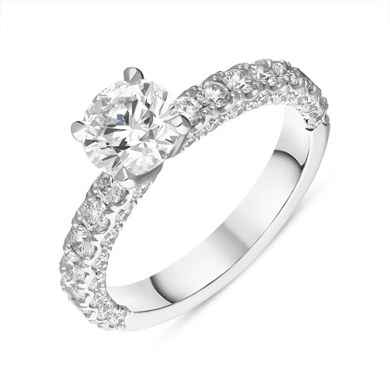 Platinum Diamond Certified Solitaire Shoulder Set Ring sold by Jura Watches