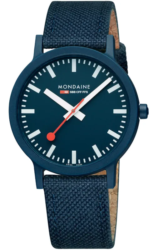 Mondaine Essence Deep Ocean Blue Textile sold by Jura Watches