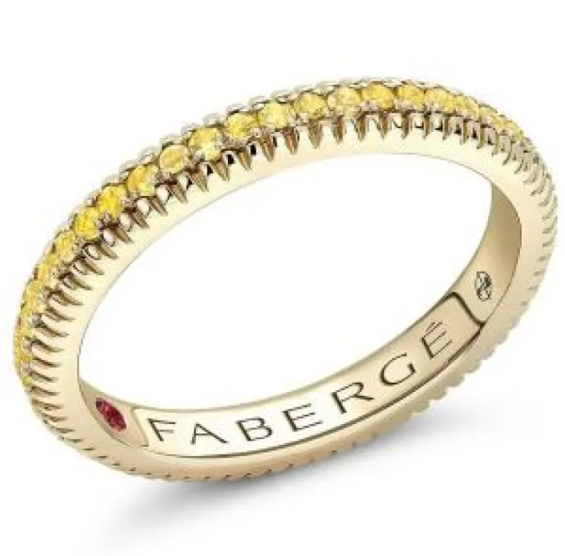 Faberge Colours of Love 18ct Yellow Gold Yellow Sapphire Fluted Band Ring sold by Jura Watches