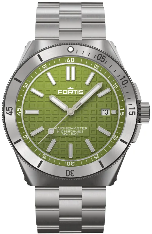 Fortis Marinemaster M-40 Woodpecker Green sold by Jura Watches