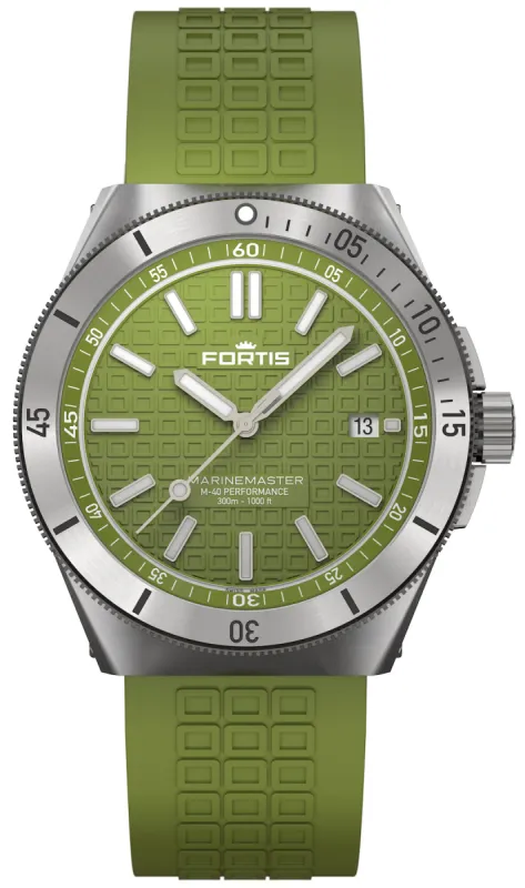 Fortis Marinemaster M-40 Woodpecker Green sold by Jura Watches