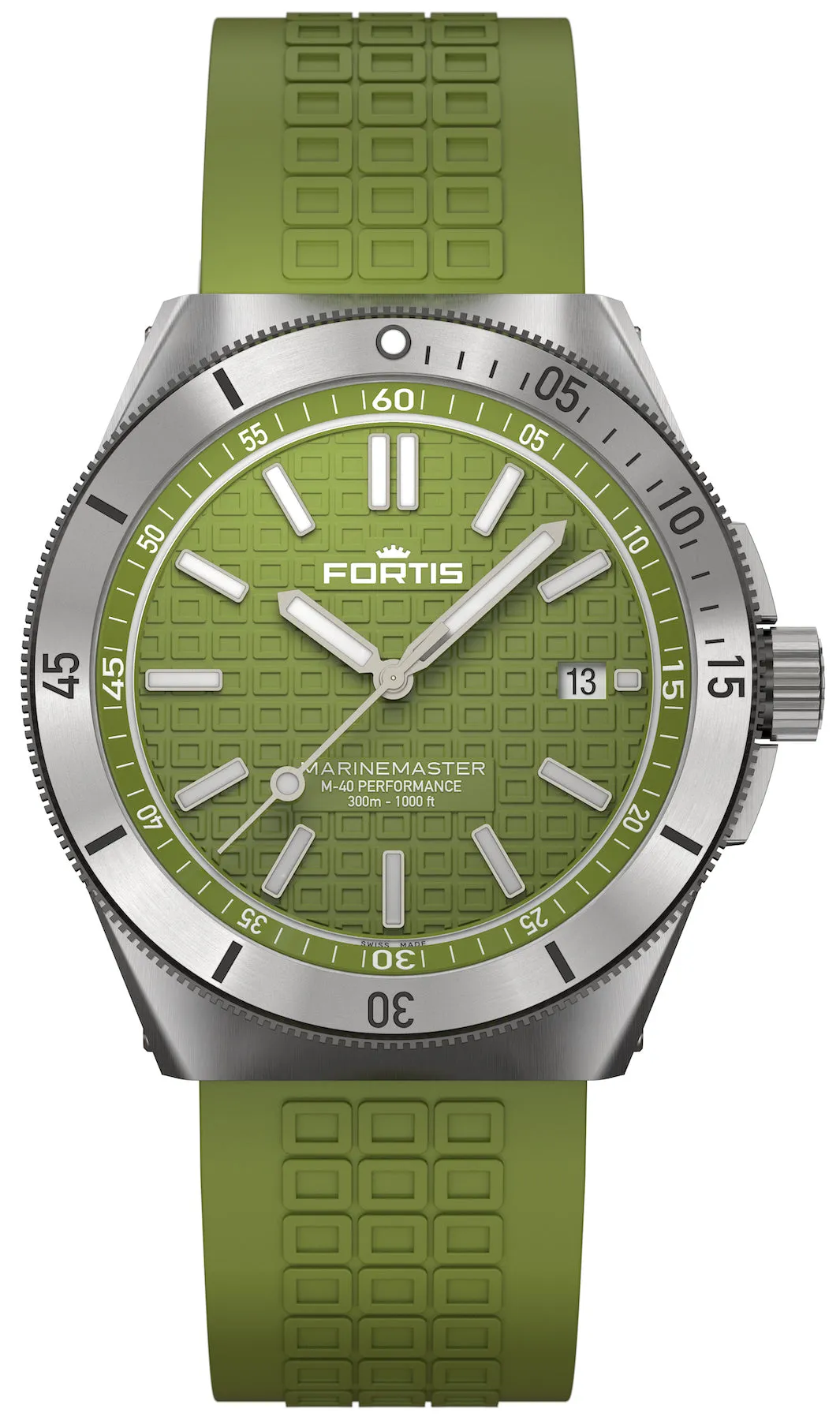 Fortis Marinemaster M-40 Woodpecker Green sold by Jura Watches