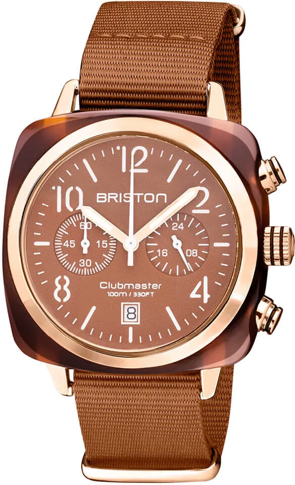 Briston Clubmaster Classic Chronograph Terracotta Caramel sold by Jura Watches