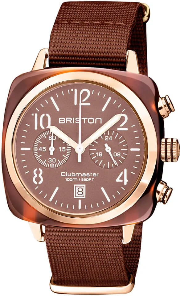 Briston Clubmaster Classic Chronograph Terracotta Chocolate sold by Jura Watches