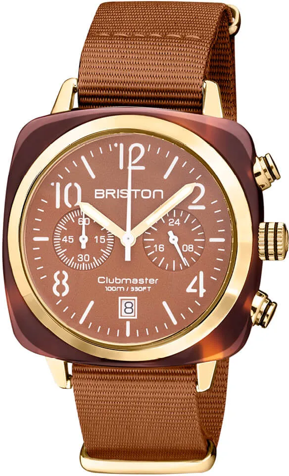 Briston Clubmaster Classic Chronograph Terracotta Caramel sold by Jura Watches