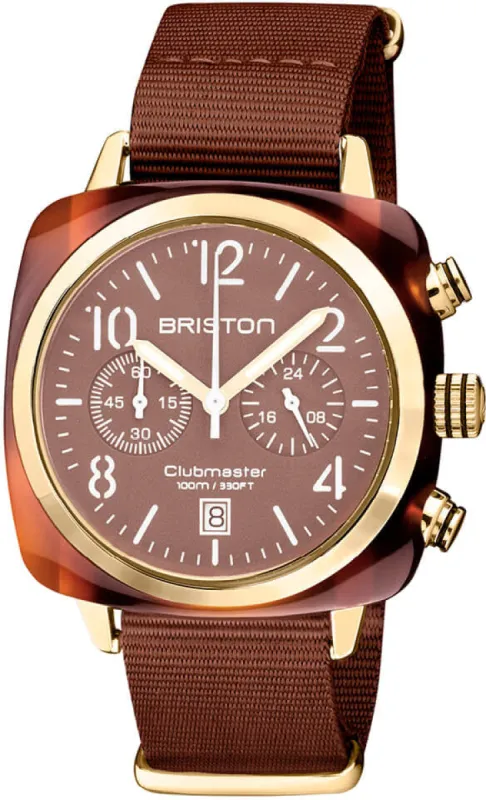 Briston Clubmaster Classic Chronograph Terracotta Chocolate sold by Jura Watches