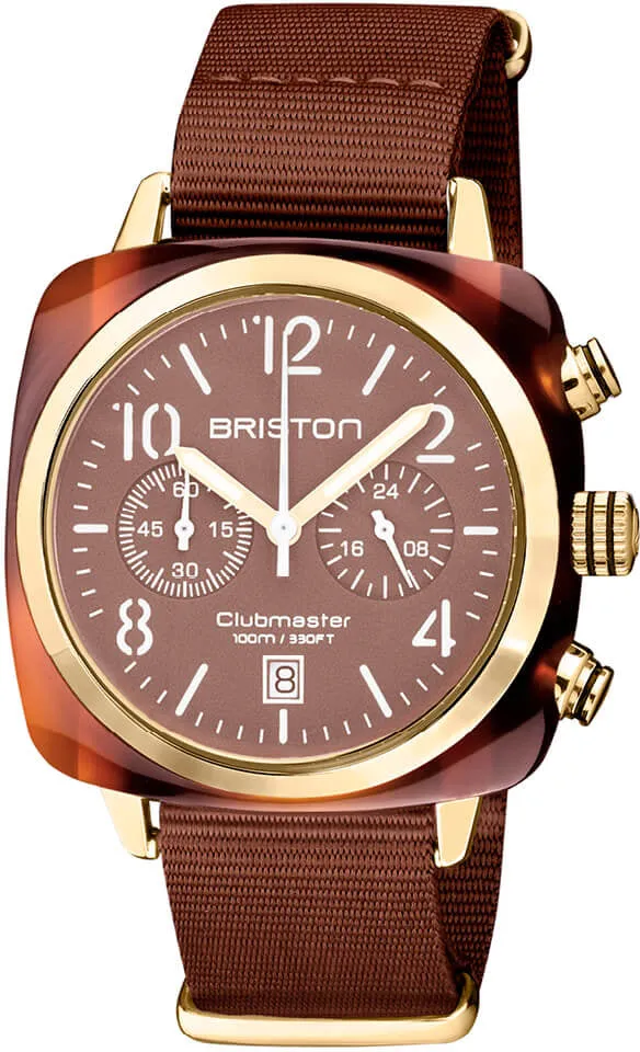 Briston Clubmaster Classic Chronograph Terracotta Chocolate sold by Jura Watches