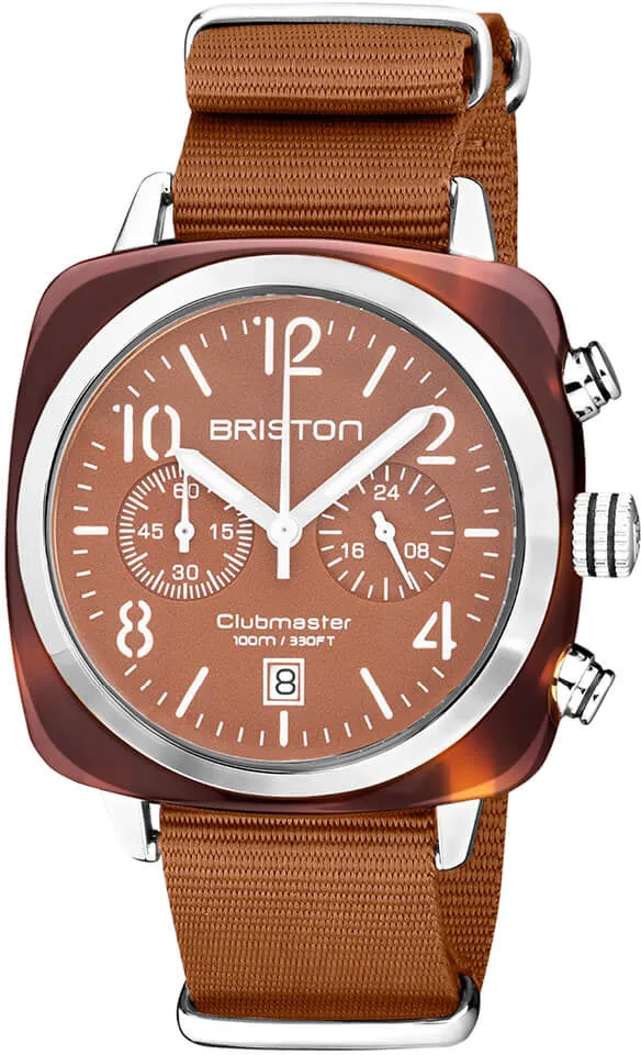 Briston Clubmaster Classic Chronograph Terracotta Caramel sold by Jura Watches