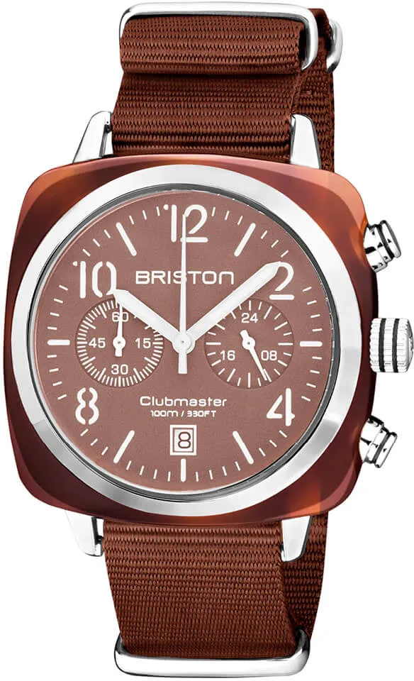 Briston Clubmaster Classic Chronograph Terracotta Chocolate sold by Jura Watches
