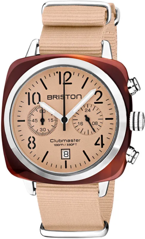 Briston Clubmaster Classic Chronograph Terracotta Nude sold by Jura Watches