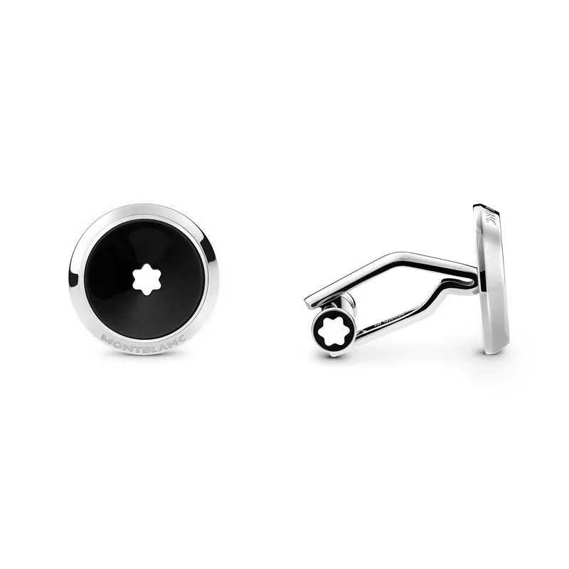 Montblanc Cufflinks Stainless Steel Black Resin Star sold by Jura Watches