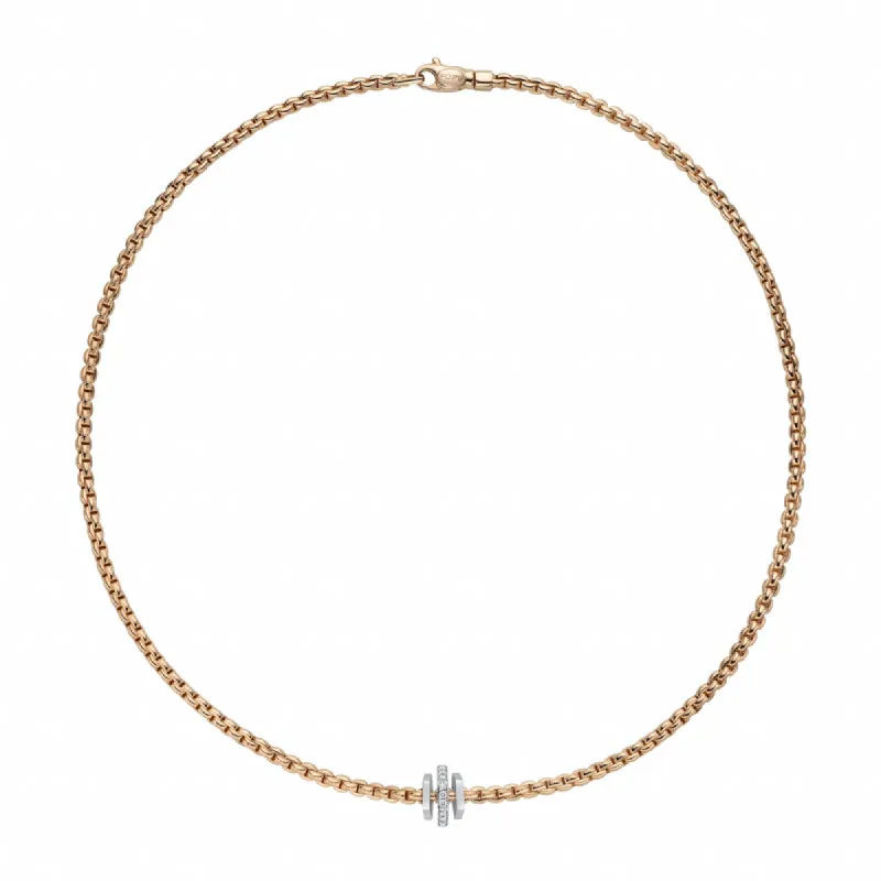 Fope Eka 18ct Rose Gold 0.15ct Diamond Necklace sold by Jura Watches